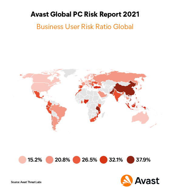Global Business User Risk Ratio_2021 Avast Global PC Risk Report